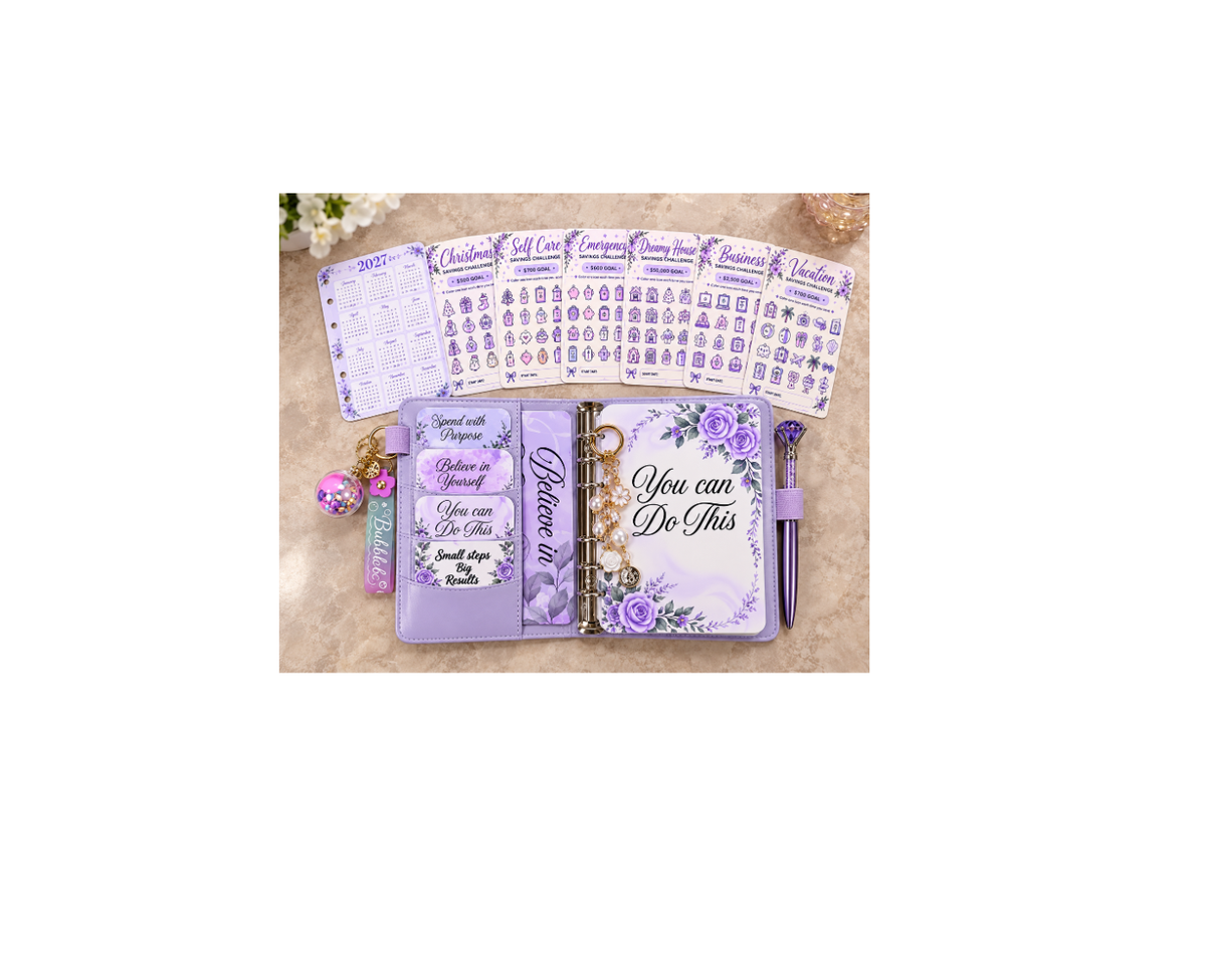 Savings Binder Challenge – Budget & Money Saving Planner color purple