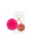 Throw Glitter Faux Fur Pom Pom Keychain Glitter Resin Bag Charm.