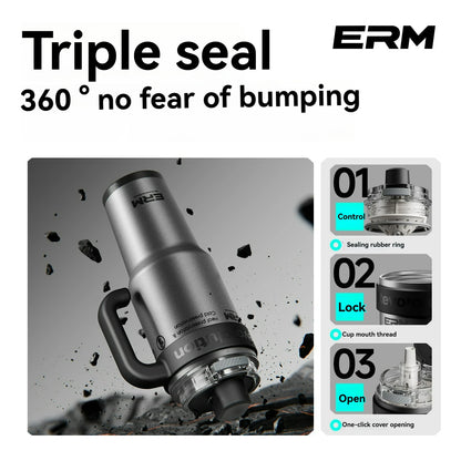 1200ML Extra Large Ceramic Tumbler Drinkware Stainless Steel Water Bottle Insulated Vacuum Flask Straw & Handle Leakproof