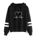 Women Sweatshirt High Quality Hooded Long Sleeve Pullover Heartbeat Printed Autumn Winter Female Home Outdoor Comfort Hoodies