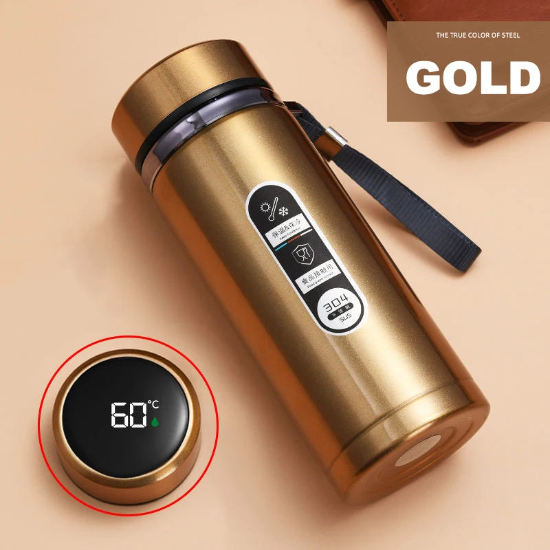 SoftAura Stainless Steel Thermos Bottle LED Temperature Display 500ML- 1L Sus304 Vacuum Flask Portable Cup  2026 New