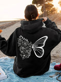 Women's Fashion Casual Creative Alphabet Drawing Fashion Trend  Hoodie Casual Long Sleeve Pullover with Kangaroo Pockets Trendy