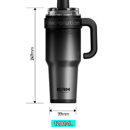 1200ML Extra Large Ceramic Tumbler Drinkware Stainless Steel Water Bottle Insulated Vacuum Flask Straw & Handle Leakproof