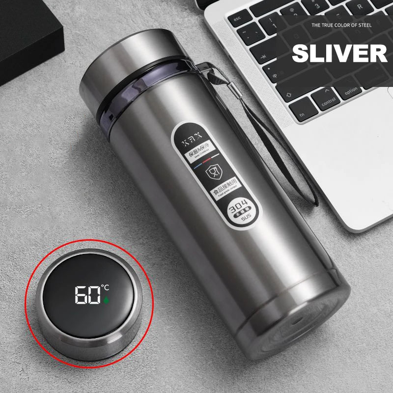 SoftAura Stainless Steel Thermos Bottle LED Temperature Display 500ML- 1L Sus304 Vacuum Flask Portable Cup  2026 New