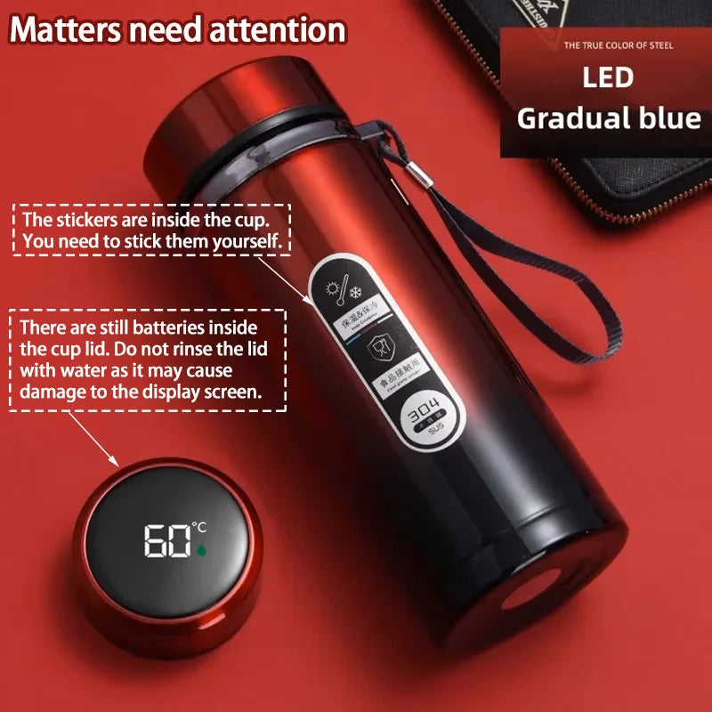 SoftAura Stainless Steel Thermos Bottle LED Temperature Display 500ML- 1L Sus304 Vacuum Flask Portable Cup  2026 New