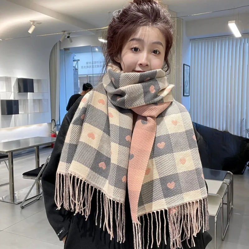 2025 Luxury Winter Cashmere Scarf Women New Design Warm Pashmina Long Tassel Scarves Female Print Shawl Thick Foulard Bufanda