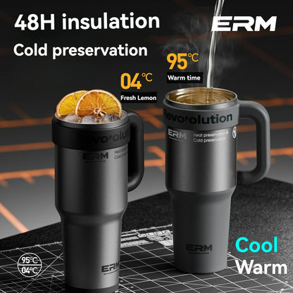 1200ML Extra Large Ceramic Tumbler Drinkware Stainless Steel Water Bottle Insulated Vacuum Flask Straw & Handle Leakproof