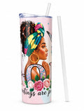Inspirational Black Queen 20oz Skinny Tumbler with Straw