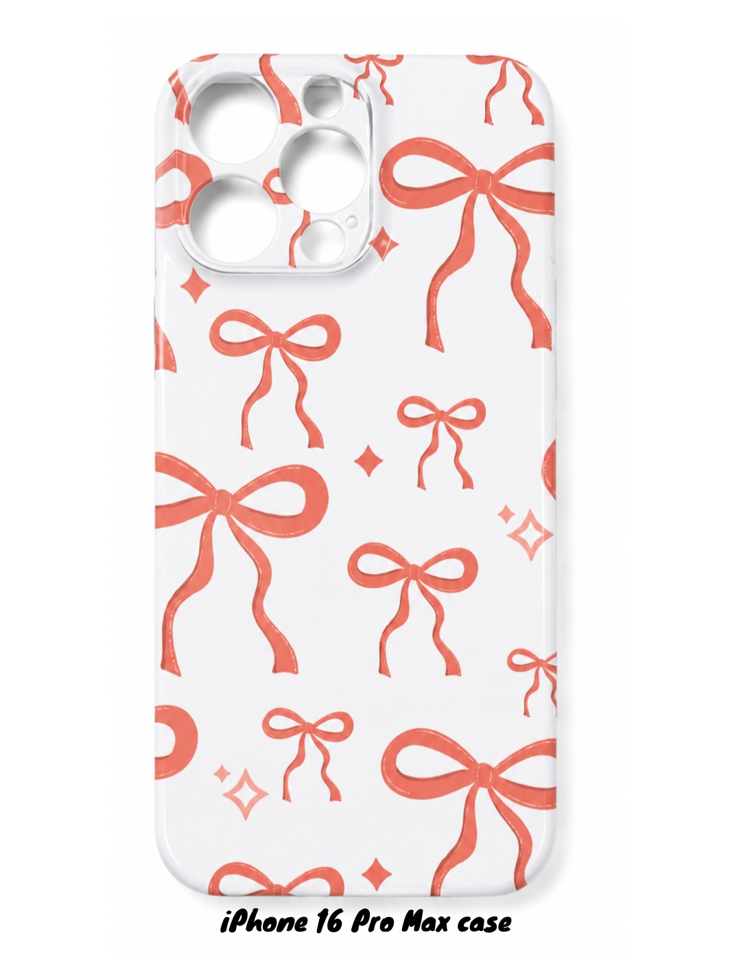 Coral Bow iPhone 16 Pro Max Case – Glossy Protective Phone Cover