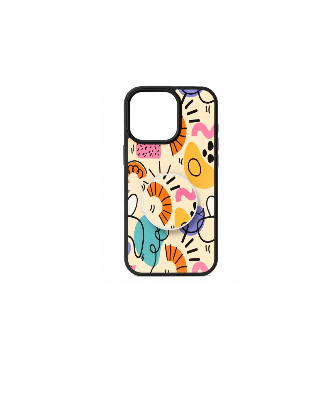 Abstract Art iPhone 15 Pro Case with Matching Grip Stand – Shockproof Protective Cover