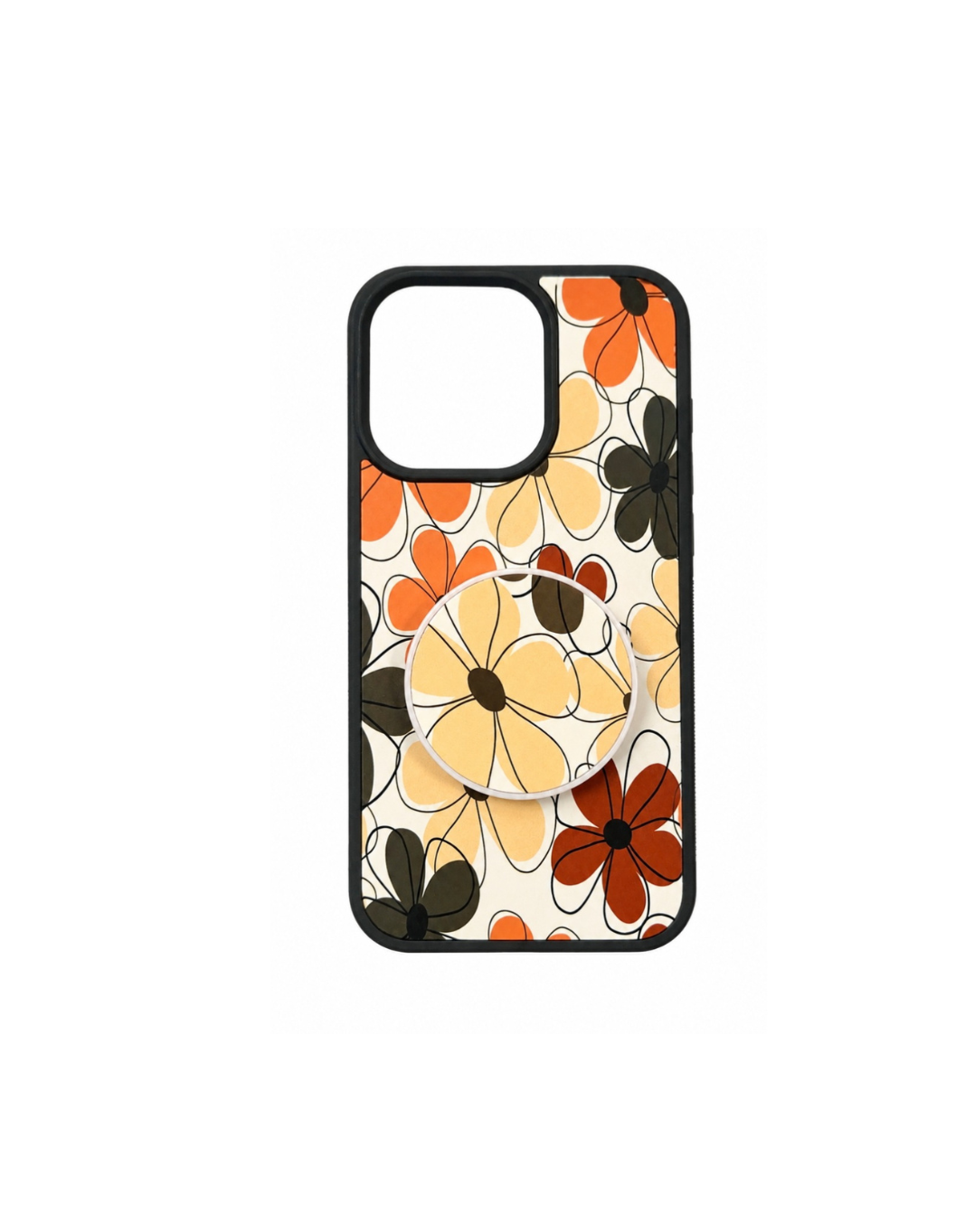 Floral iPhone 15 Pro Case with Matching Grip Stand – Shockproof Protective Cover
