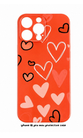 iPhone 16 Pro Max Heart Pattern Protective Case – Red & Pink