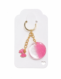 Pink Glitter Resin Keychain with Bow Handmade Bag Charm.