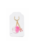Pink Glitter Resin Keychain with Bow Charm Handmade Bag Charm