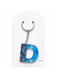 Letter D Resin Keychain - Blue Glitter Alphabet Initial Keychain