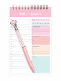 Pastel Daily Planner Notepad with Crystal Diamond Pen