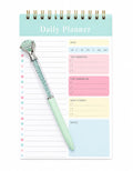 Pastel Daily Planner Notepad with Crystal Diamond pen